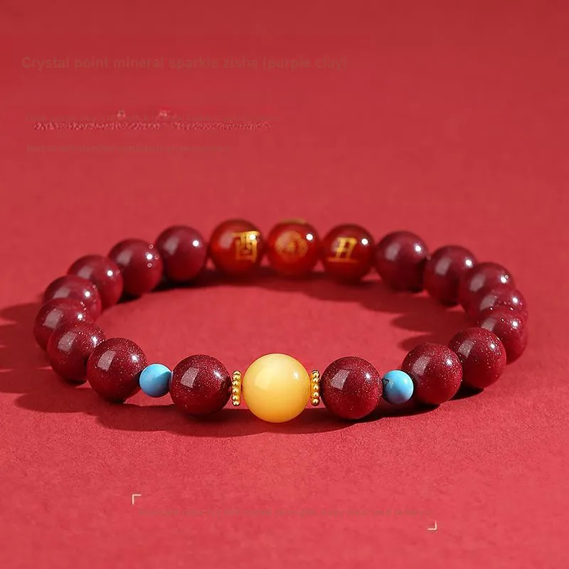 YFANXI Reconstructed Cinnabar Bracelets Women's-2