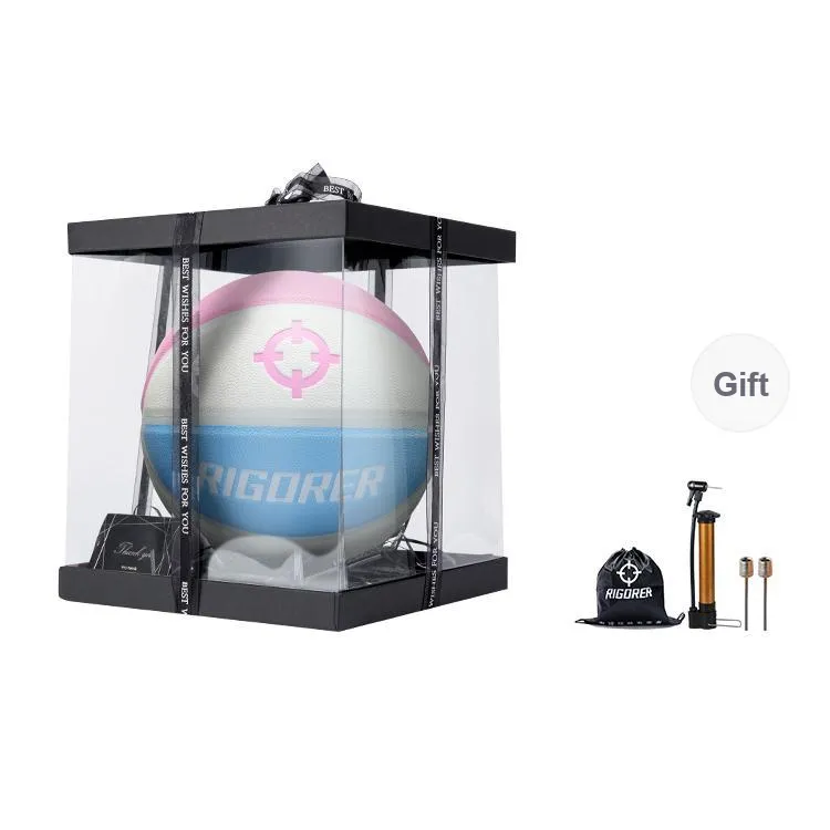 RIGORER PU Basketball Macaron Color Scheme Pink Blue White Size 7 Size 6 Size 5 Ball Street Training Competition-9