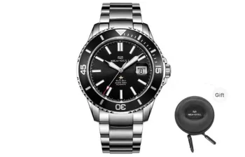 Sea Gull Ocean Automatic Mechanical Movement Steel Strap Watch Men's Watches Black Dial