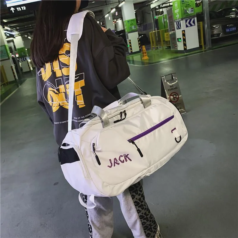 Elsvet Oxford Gym Bag Medium Size Unisex White, Black-10