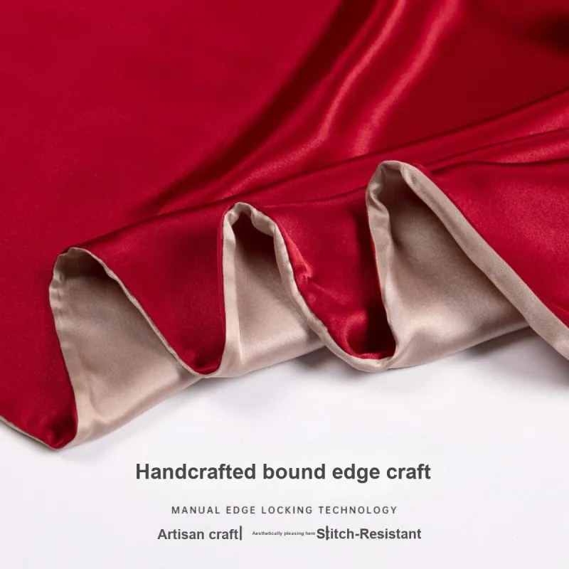 Red Bean Mulberry Silk Scarves Women's-2