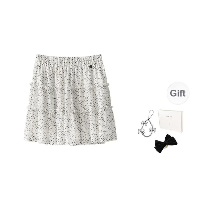 Fstudio Korean Style Polka Dot Soft And Elegant Outfit With Half Length Shirring Casual Short Skirts Women's-6