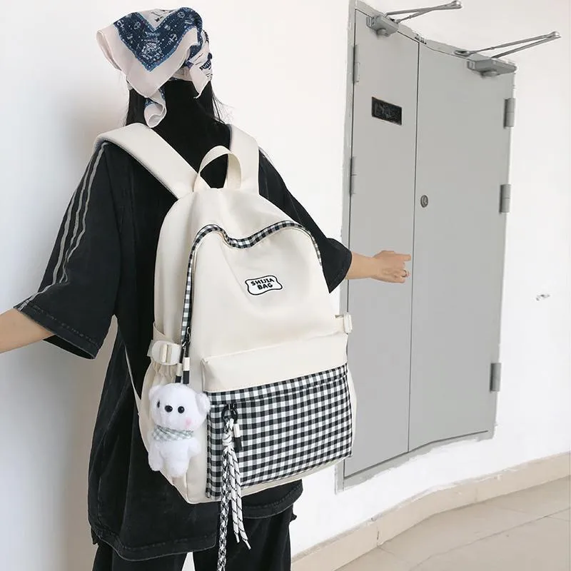 URBAN FOREST Nylon Backpack Unisex White/Black-3