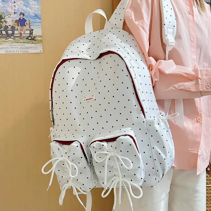 GEERDUN Nylon Backpack Women's White, Black, Light Blue-3