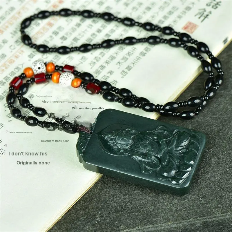 HUWEI Hetian Jade Necklace With Jade Pendant And Jade Pendant Green Jade Unisex-5