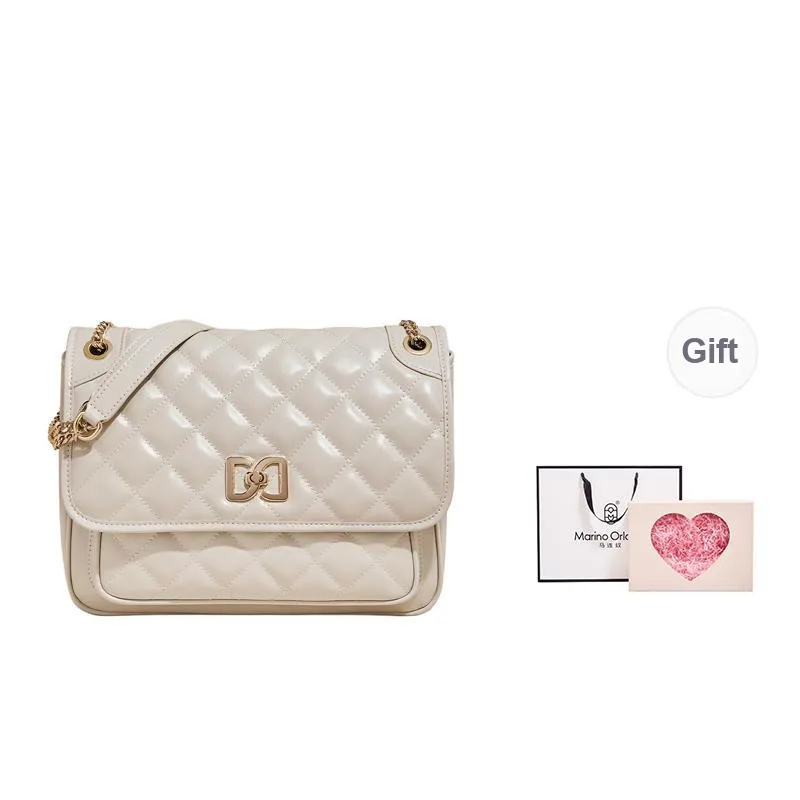 Marino Orlandi Synthetic Leather With Cow Leather Small Square Bag Shoulder Bag Women's Black/White-27