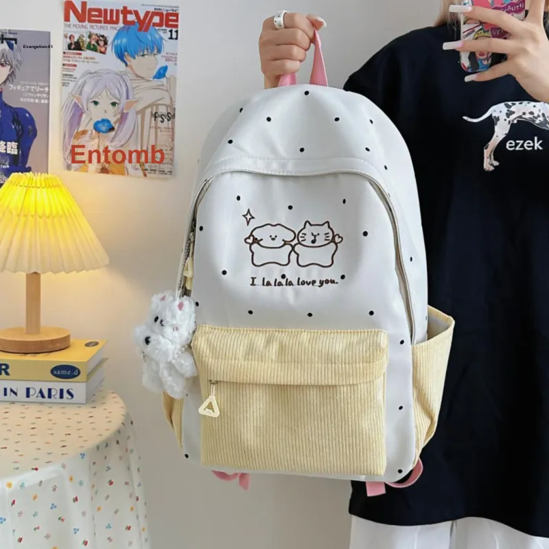 Meow In The Grass Nylon Backpack Unisex Multicolor-23
