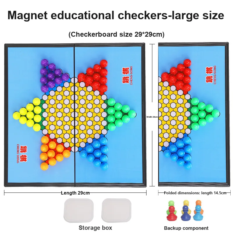 CAYI Hoppity Kids Cognitive Five-in-A-Row Go Board Game 2-in-1 Large Magnetic Pieces Foldable Checkerboard Board Games-3