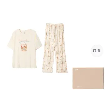 Aannsfam Pajama Set Women's Gift Box Set Shell Yellow