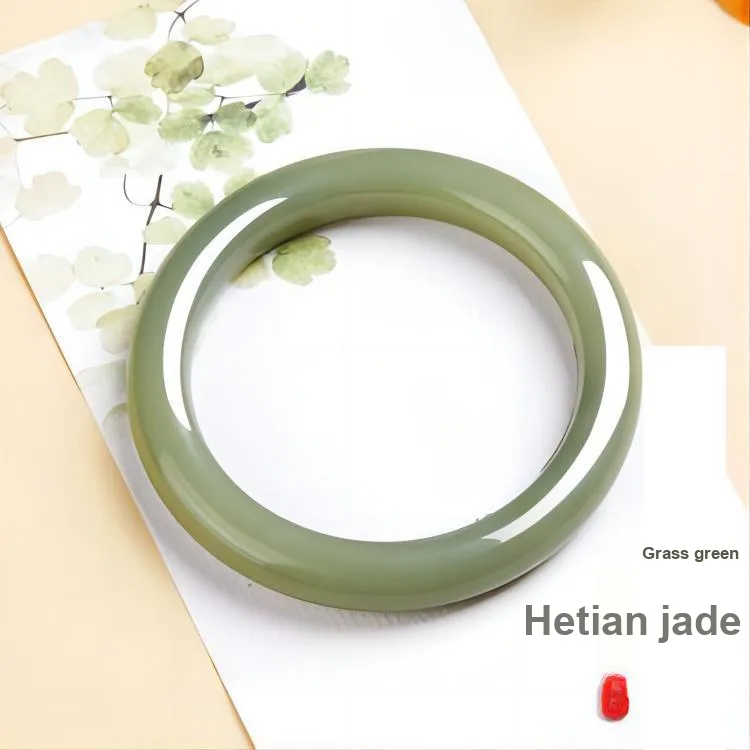 Royal Heaven's Choice Hetian Jade Bangles Green Jade Women's-3