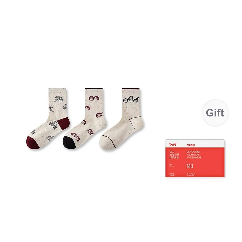 MIIOW Trend Party Series Mid Calf Socks Women's Shopping Bag Combo Set-6