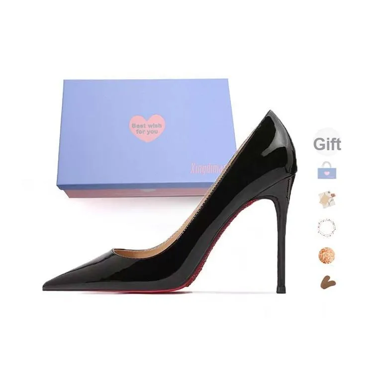 Xingdiman Низкий каблук Высокий каблук Женский Черный Набор в подарочной коробке