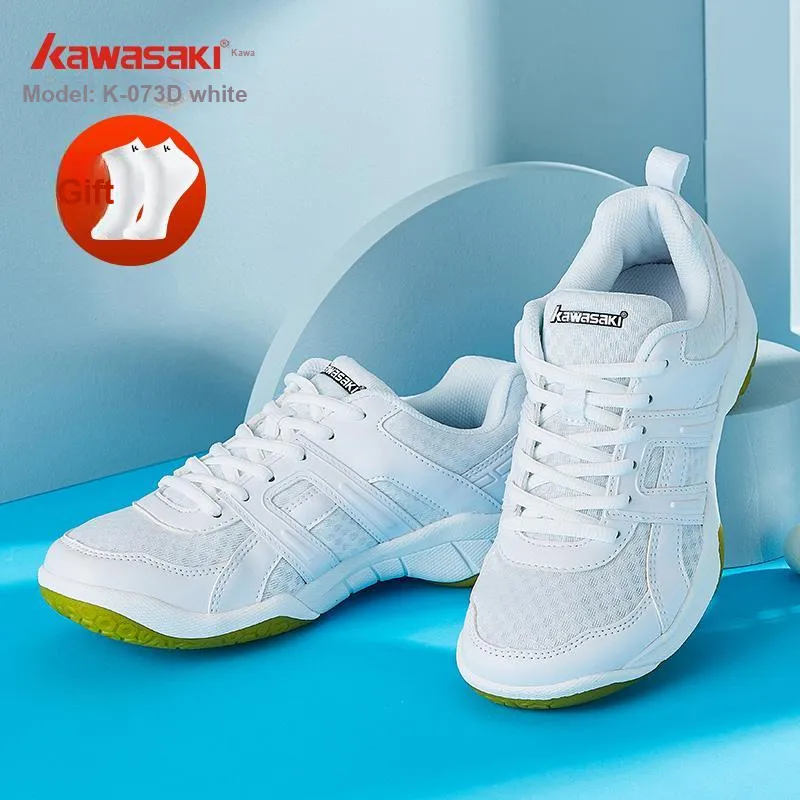 Kawasaki Anti Slip Wear Resistant Breathable Lightweight Coverage Low Top Badminton Shoes Unisex White Cyan-5