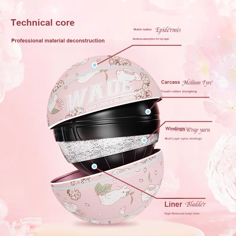 WADE PU Basketball Cherry Blossom Pink Size 6 Ball Training Match Women's-2