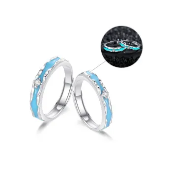 NUSQ Sterling Silver Zircon Enamel Rings Unisex