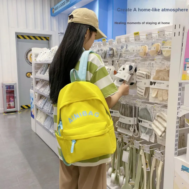 AIBAG Nylon Backpack Unisex Yellow/Blue-1