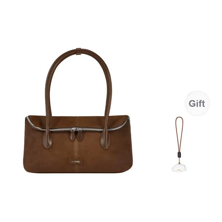 ANDFEEL Suede Surface Cow Leather Shoulder Bag Regular Women's Light Brown/Dark Brown-0