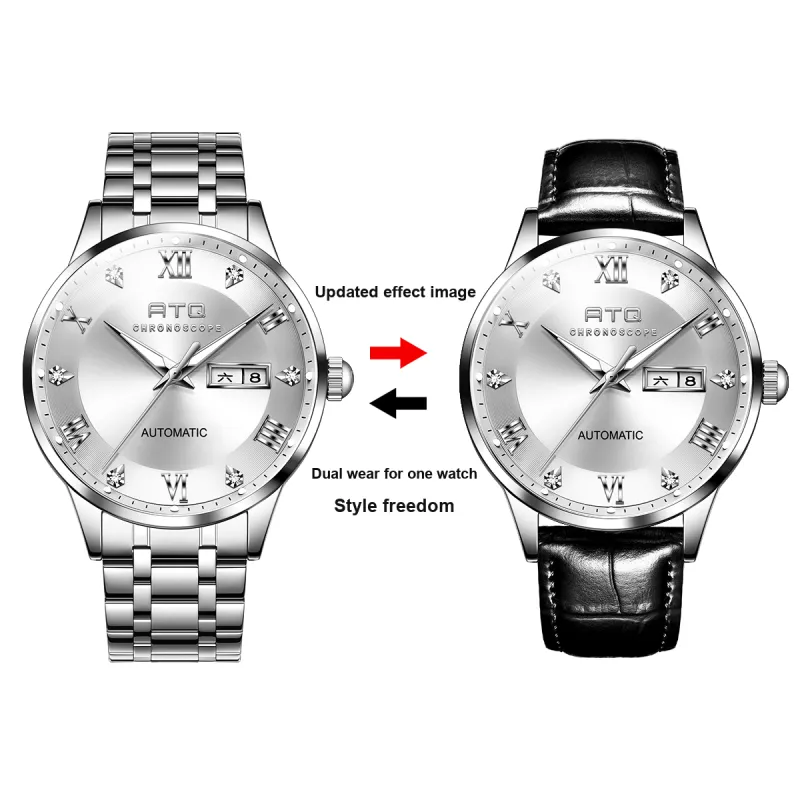 ATQ Elegant Series Automatic Mechanical Movement Stainless Steel Watchband Watch Men's Watches Gray Dial-15