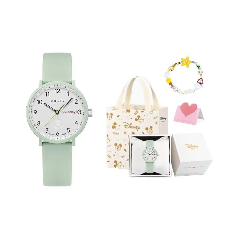 Disney Mickey Series Кварцевый механизм Силиконовый ремешок Часы Унисекс Белый циферблат