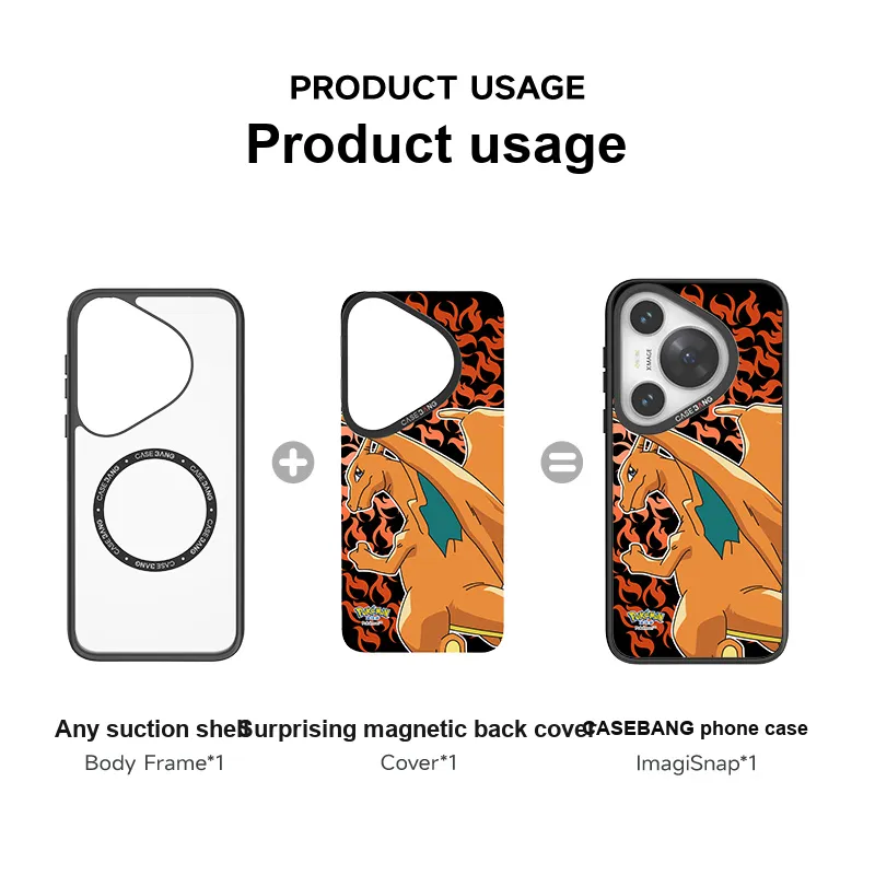 CASEBANG PC Material Pokémon Collaborative Phone Case With Magnetic Back Cover Compatible With Huawei Pura70/pro+/Ultra-8