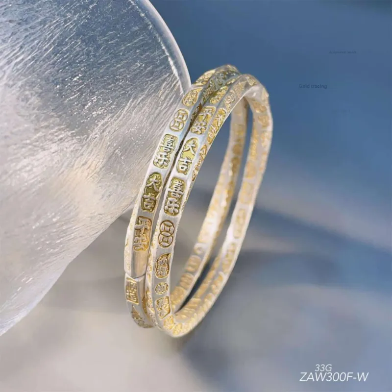 LIUXIN 999 Fine Silver Bangles Women's-3
