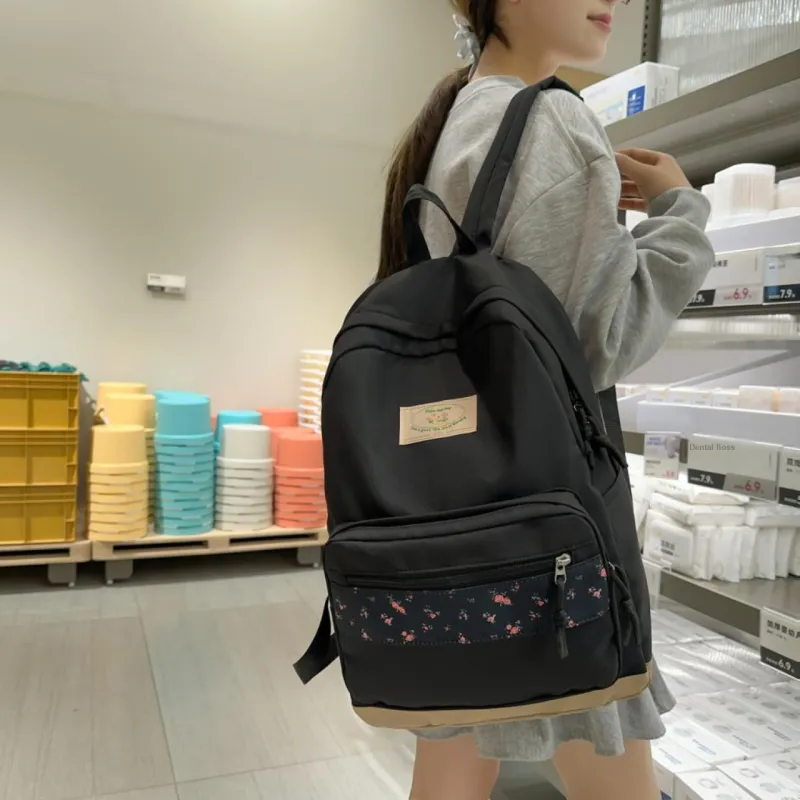 AIBAG Nylon Backpack Women's Black/Pink/Yellow/Green/Blue-5