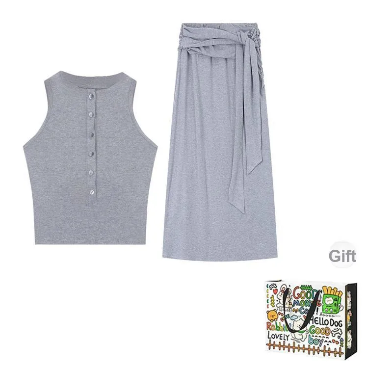 Dippanis Two Piece Skirt Sets Women's-0