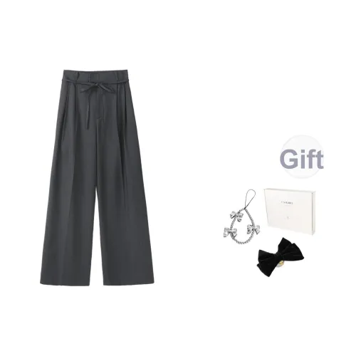 Fstudio Весенний Летний Корейский стиль Дизайн Светлый Цветной Тонкий HIGH RISE Кружево Вверх Повседневные Штаны Женские Серый