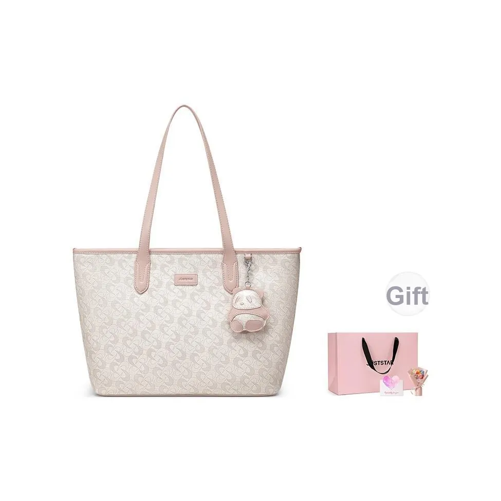 JUST STAR Synthetic Leather Tote Handbag, Shoulder Bag Tubas Women's Brown/Pink/Black