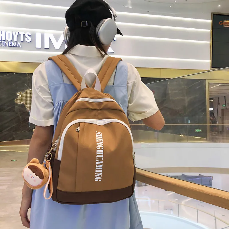 BALANG Nylon Backpack Women's Black & White/Blue & White/Khaki/Light Green & Fluorescent Yellow-7