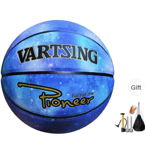 Vartsing Starry Sky Moisture Absorbing Leather Basketball Blue Size 7 Street Training Competition Unisex