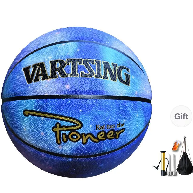 Vartsing Starry Sky Moisture Absorbing Leather Basketball Blue Size 7 Street Training Competition Unisex-0