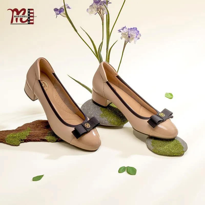 Martniel Butterfly Knot Family Block Heel High Heels Women's Apricot-2