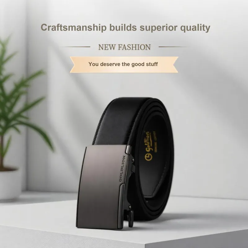 GOLDLION Cow Leather Belts Men's Gunmetal 3.5cm-12