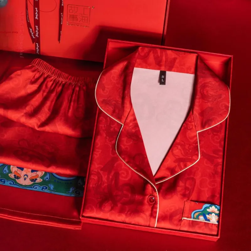 Shanghai Story Pajama Set Women's Gift Box Set Red Fortune Blue Waves-2
