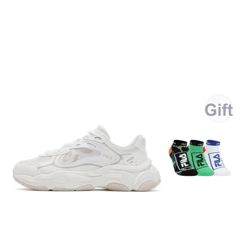 FILA Mars 4 Mars Shoes Slip Resistant, Abrasion Resistant, Breathable Low Top Casual Shoes Women's White Gray-5