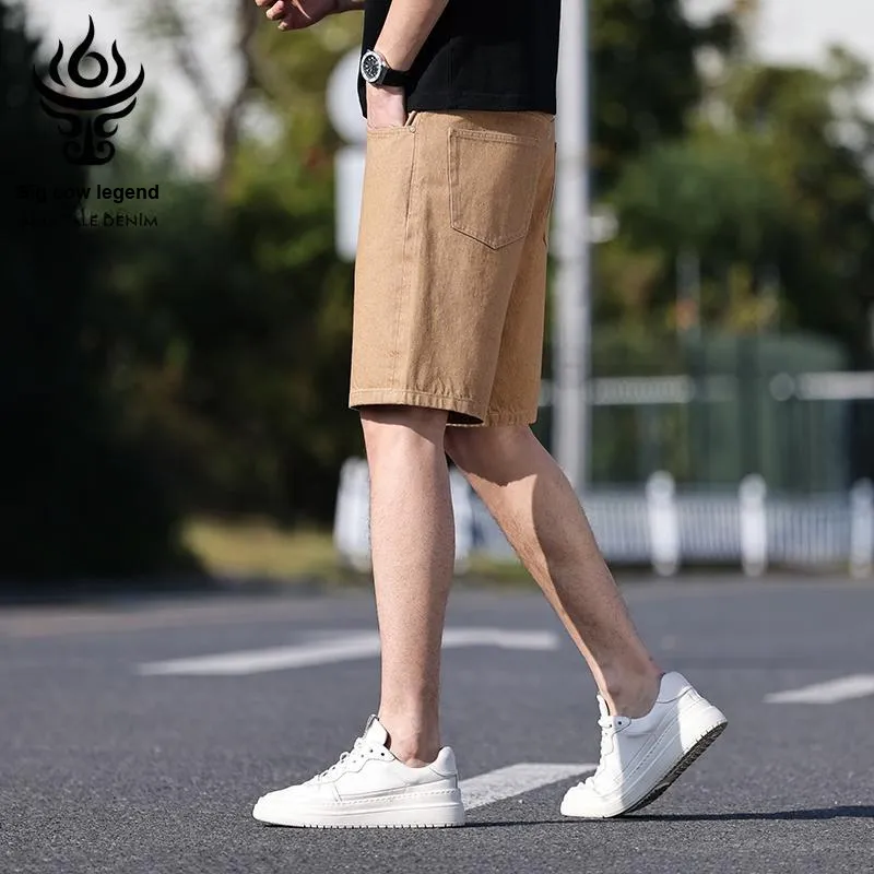 DANIUCHUANSHUO Summer Denim Shorts Men's Dark Khaki-5