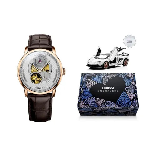 LOBINNI L Мужские часы Автоматический механический механизм Коровья кожа Ремень Часы Мужские Черный циферблат