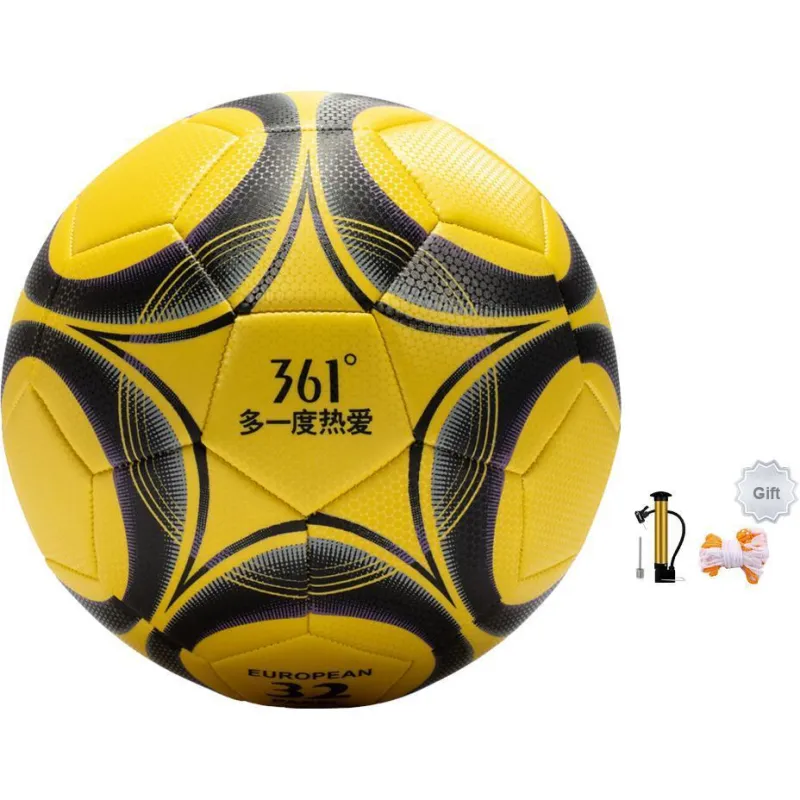 361° Size 4 Soccer PVC Machine Stitched Soccer Ball Unisex Star Shadow Black Yellow-4