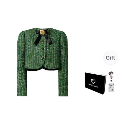 FRAGILE HEART Cropped Coats Women's Christmas Green