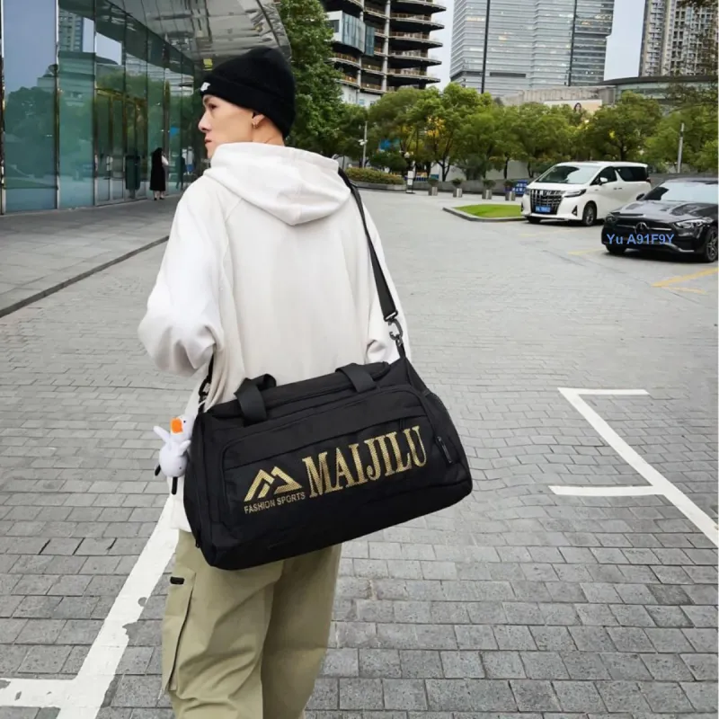 PULUWIRR Nylon Handbag, Travel Bag, Luggage Bag, Shoulder Bag Unisex Black/Gray/Yellow/Orange-22
