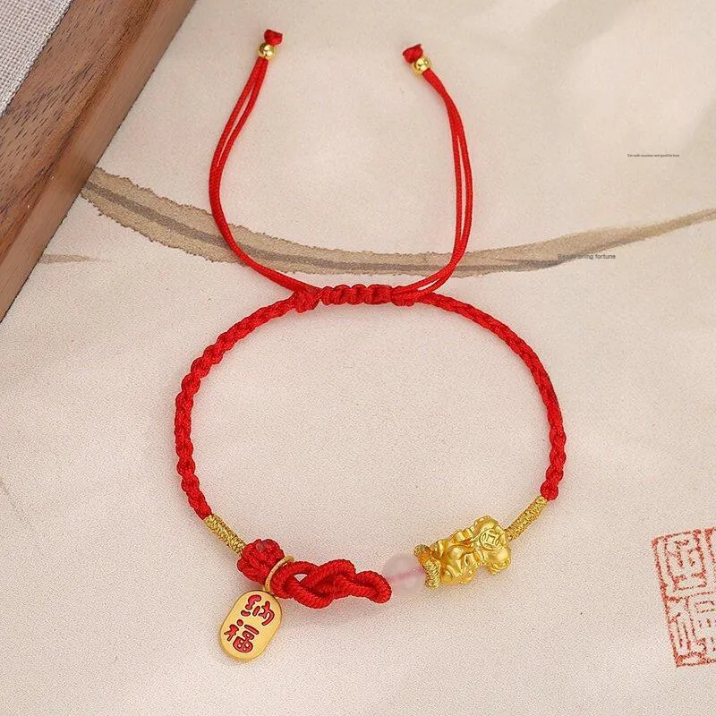 MAGICPOLE Alloy, Fabric, Agate Rope Bracelets Unisex Black/Red-4