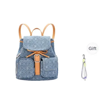 PECO Fabric/Cow Leather Shoulder Bag Backpack Unisex Blue
