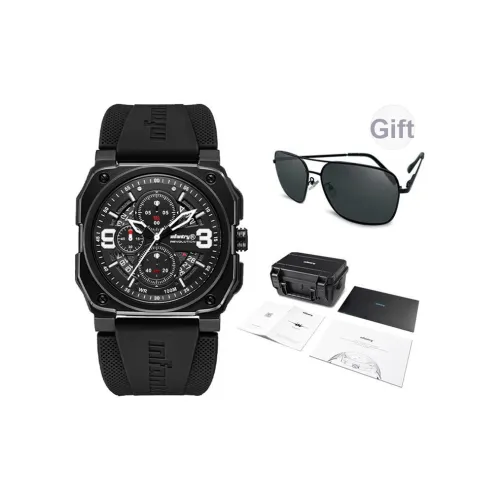 INFANTRY Navigator Watch GOOD Looking Многофункциональный Кварцевый механизм Силиконовый ремешок Часы Мужские Черный циферблат