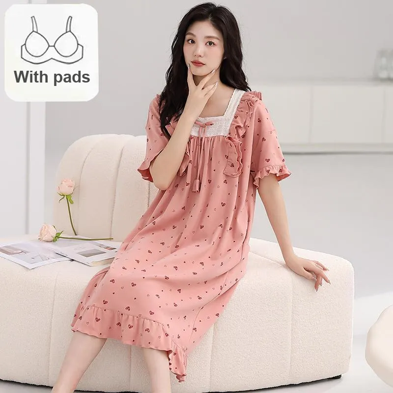 FENTENGCARE Nightgown Women's Peach-1