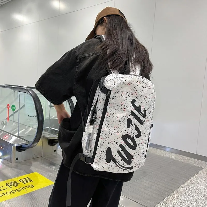 BRABOSTON Nylon Backpack Unisex Black/White/Gray/Red-32