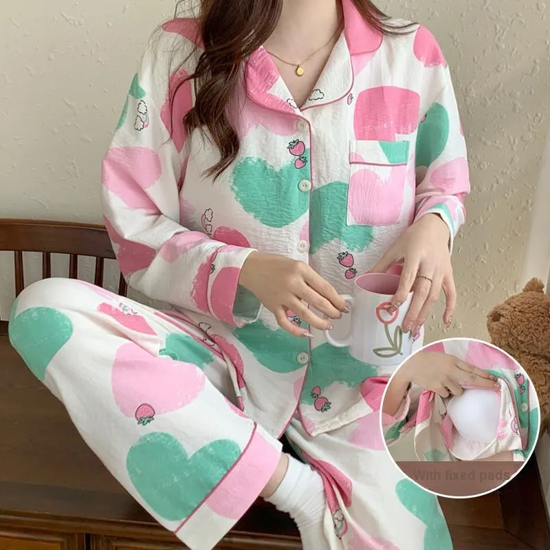 CAIHENGTONG Pajama Set Women's Multicolor Heart-1