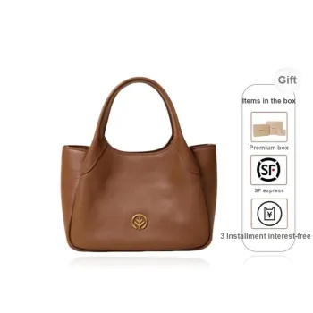 BAGTREE Vegetable Tanned Leather Bucket Bag, One Shoulder Crossbody Basket Bag, Handbag, Small Bag Women's