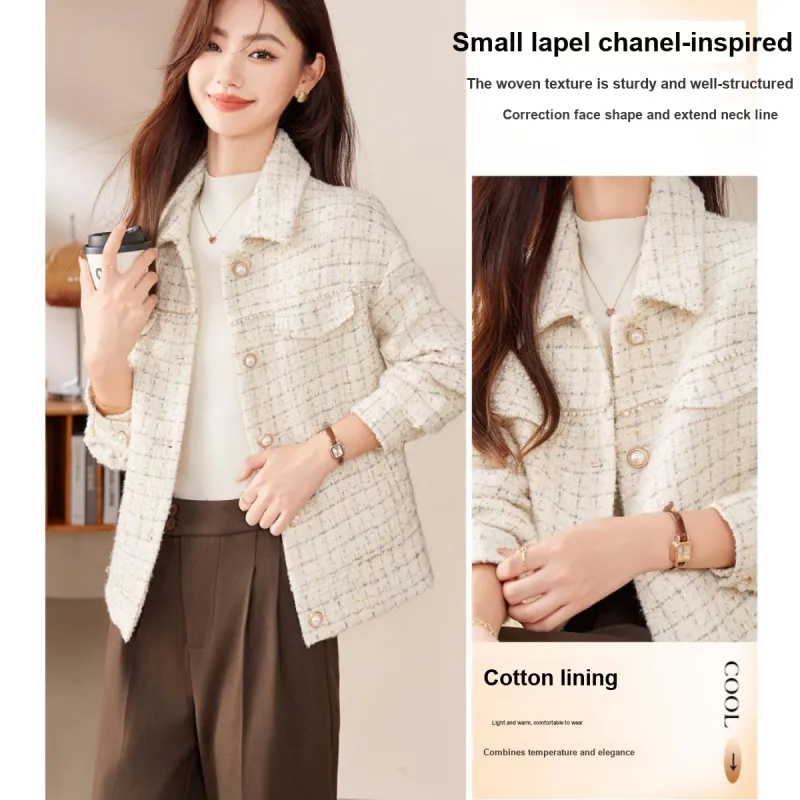 Like The Age Of Water Winter Velvet feel Coat Straight Women's Ecru-1