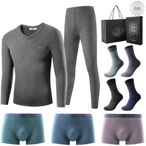 SEPTWOLVES Fall And Winter Thermal Set Men's 8-piece Gift Box